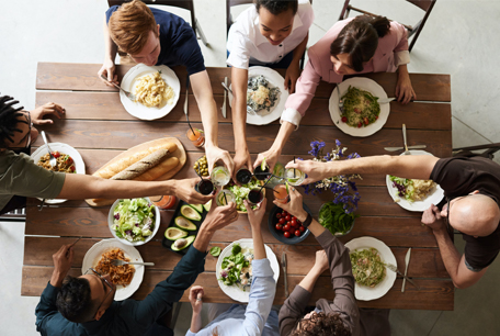 Group of members eating